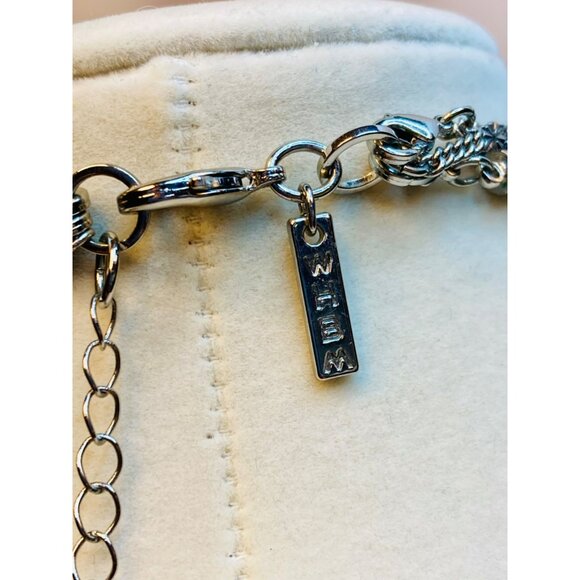 WHBM Multi-Layer Silver-Tone Statement Necklace With Rhinestone Accents -89 - Picture 3 of 6